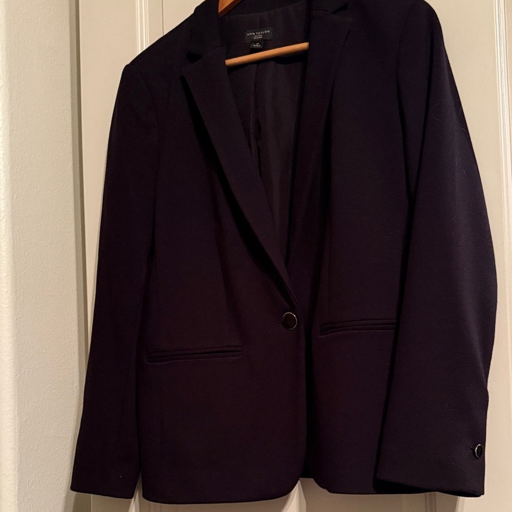 Ann Taylor Women's Dark Navy Single-Button Blazer